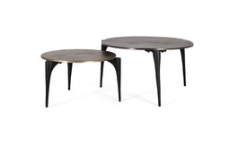 GINER Y COLOMER - Lote de 2 Mesas de Aluminio Dorado y Negro 45x82 cm y 37x64 cm